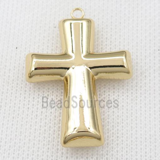 stainless steel cross pendant, hollow, gold plated