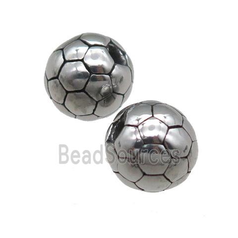 round Stainless Steel football beads Sport antique silver