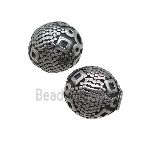 stainless steel beads, antique silver