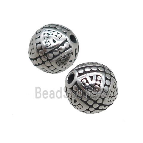 round stainless steel beads, antique silver