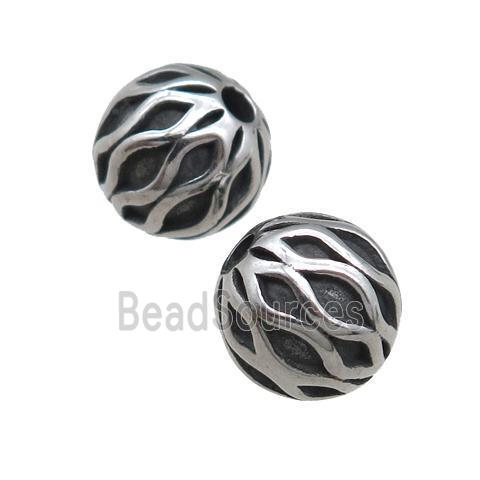 round stainless steel beads, antique silver