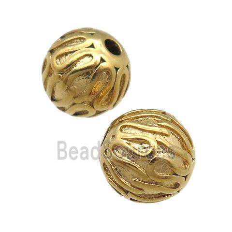 round stainless steel beads, gold plated