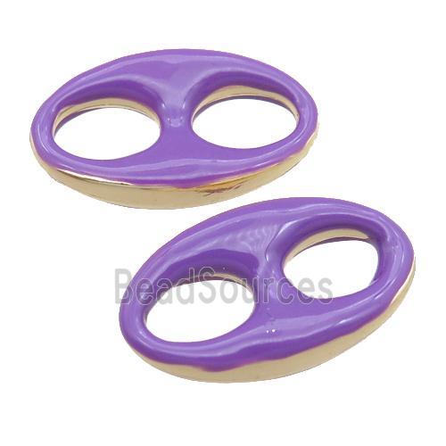 purple Enameling copper oval connector, pignose, gold plated