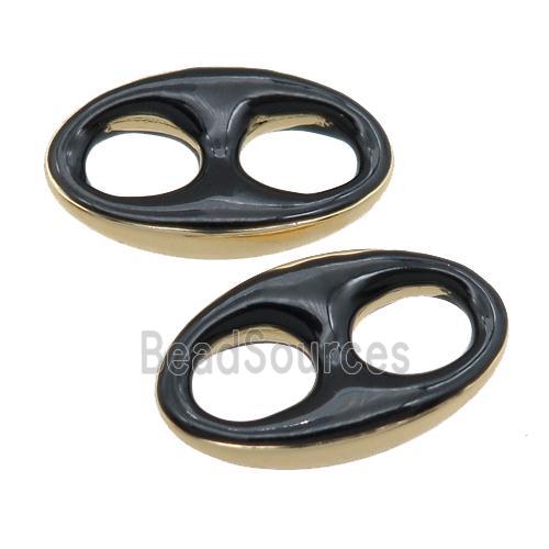 black Enameling copper oval connector, pignose, gold plated