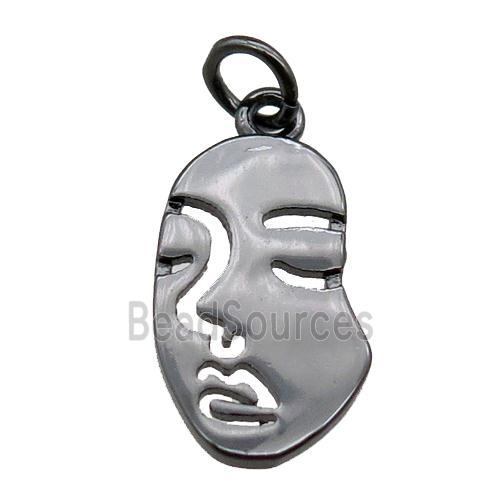 copper face charm pendant, black plated