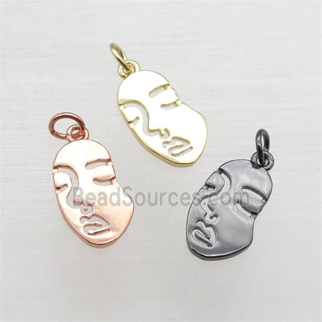 copper face charm pendant, mixed