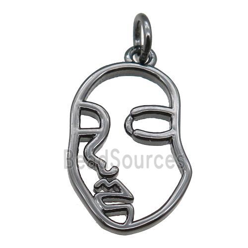 copper face charm pendant, black plated