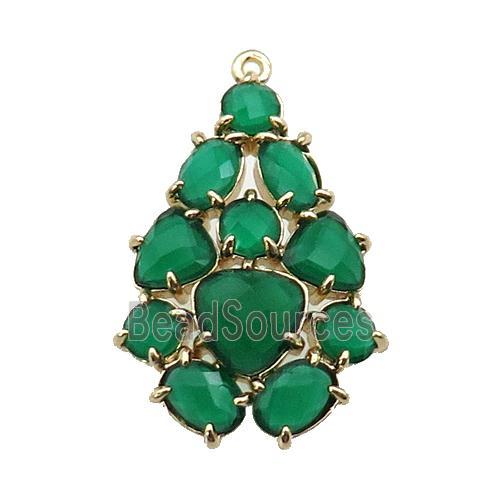 copper Tree pendant pave dp.green Cat Eye Crystal, gold plated