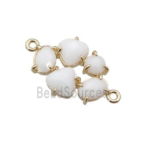 copper oval connector pave white Cat Eye Crystal, gold plated