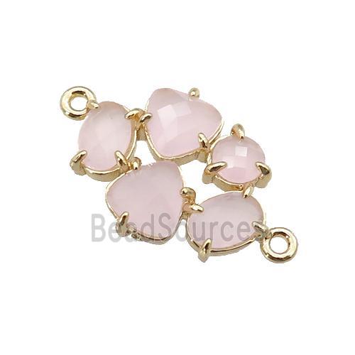 copper oval connector pave lt.pink Cat Eye Crystal, gold plated