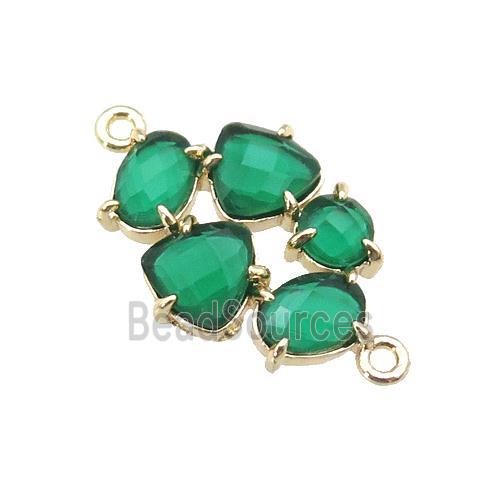 copper oval connector pave green Cat Eye Crystal, gold plated