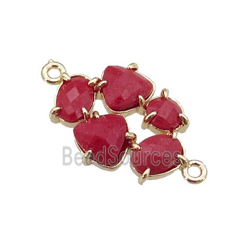 copper oval connector pave red Cat Eye Crystal, gold plated