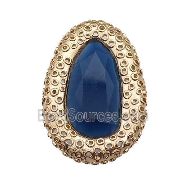 copper oval beads pave darkblue Cat Eye Crystal, gold plated