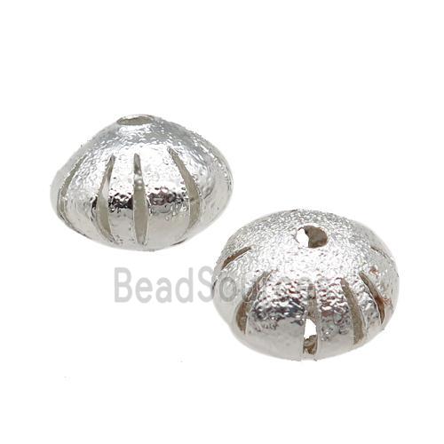 copper pumpkin Corrugated Beads, silver plated