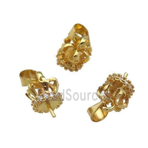 Copper Crown Bail Pave Zircon Gold Plated