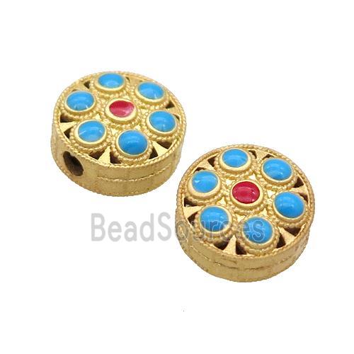 Copper Coin Beads Enamel Gold Plated