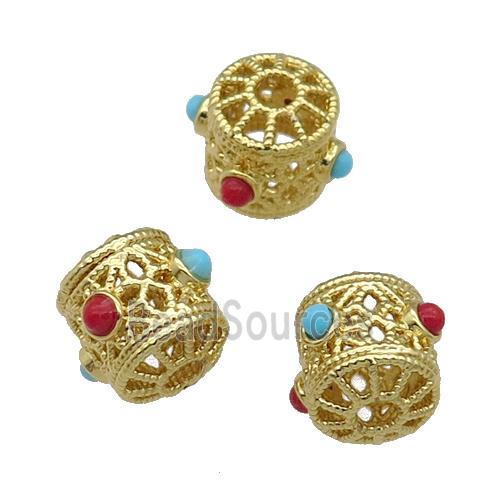 Copper Spacer Tube Beads Enamel Gold Plated