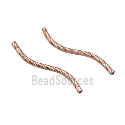 Copper Bend Tube Beads Rose Gold