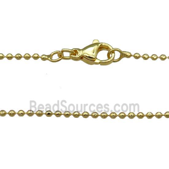 Copper Necklace Ball Chain Unfaded Gold Plated