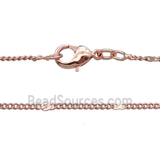 Copper Necklace Curb Chain Unfaded Rose Gold