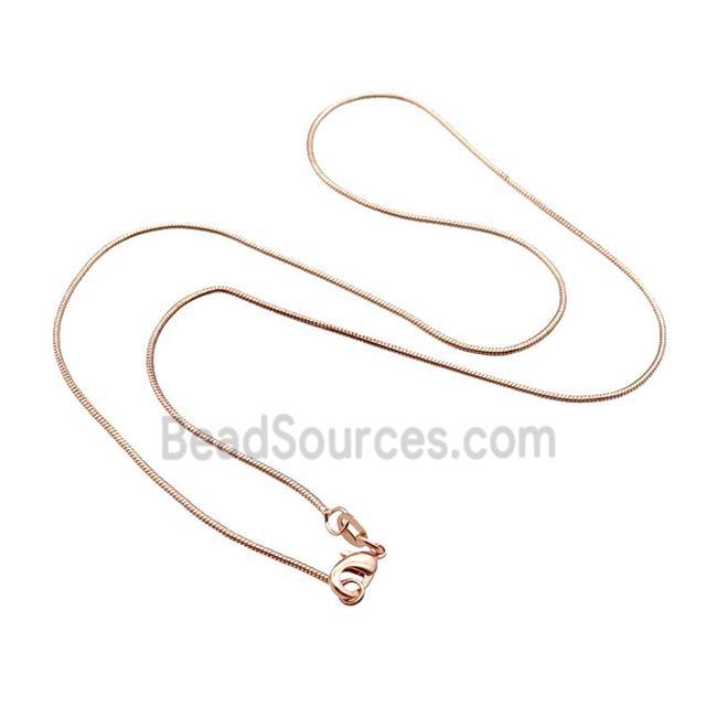 Copper Necklace Snake Chain Unfaded Rose Gold