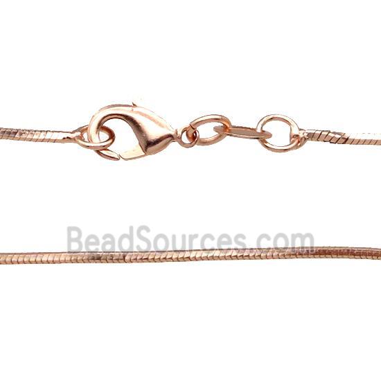 Copper Necklace FlatSnake Chain Unfaded Rose Gold