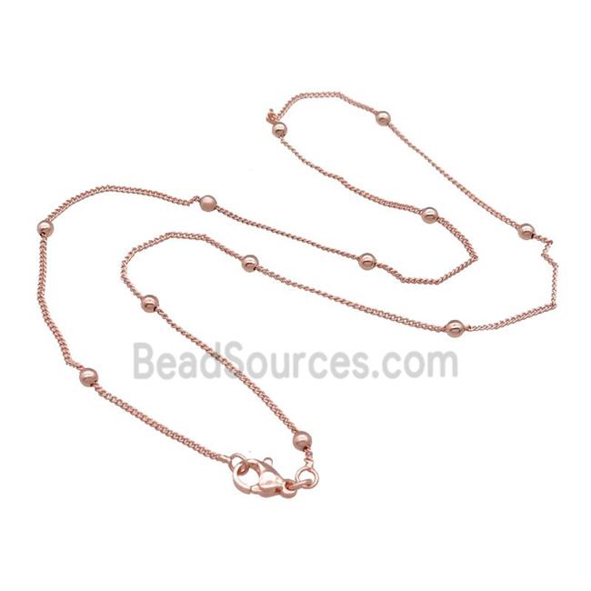 Copper Necklace Satellite Chain Curb Unfaded Rose Gold