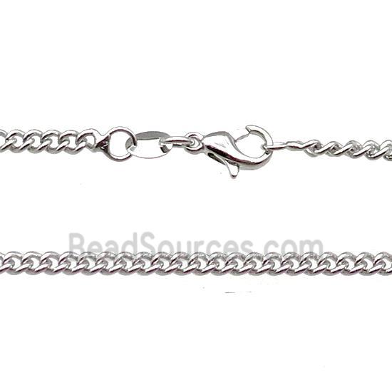 Copper Necklace Curb Chain Unfaded Platinum Plated