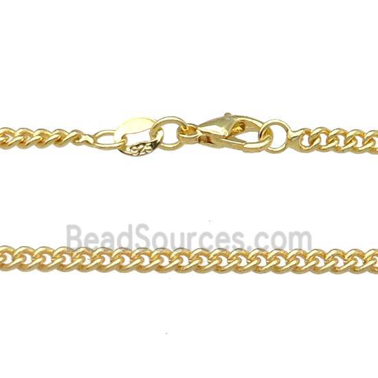 Copper Necklace Curb Chain Unfaded Gold Plated