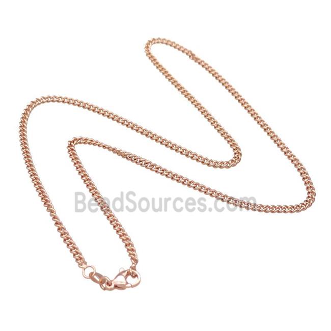 Copper Necklace Curb Chain Unfaded Rose Gold