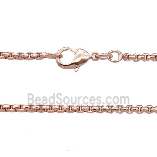 Copper Necklace Box Chain Unfaded Rose Gold