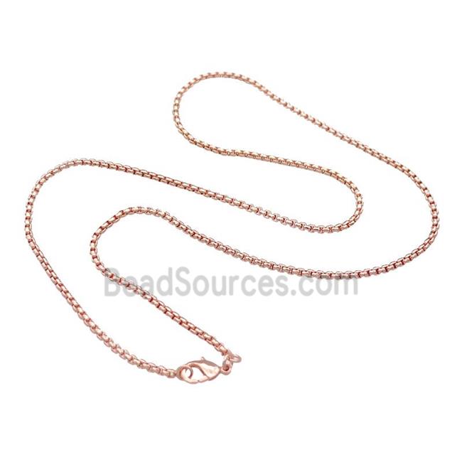 Copper Necklace Box Chain Unfaded Rose Gold