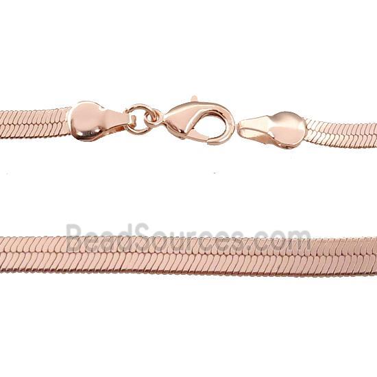 Copper Necklace FlatSnake Chain Unfaded Rose Gold