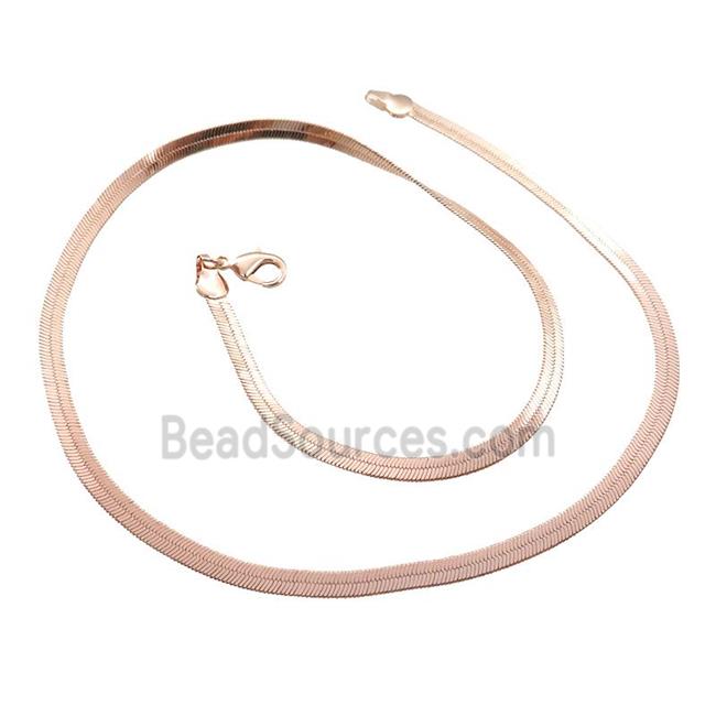 Copper Necklace FlatSnake Chain Unfaded Rose Gold