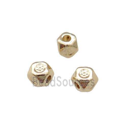 Copper Cube Beads Tiny Unfaded Light Gold Plated