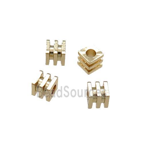 Copper Cube Spacer Beads Unfaded Light Gold Plated