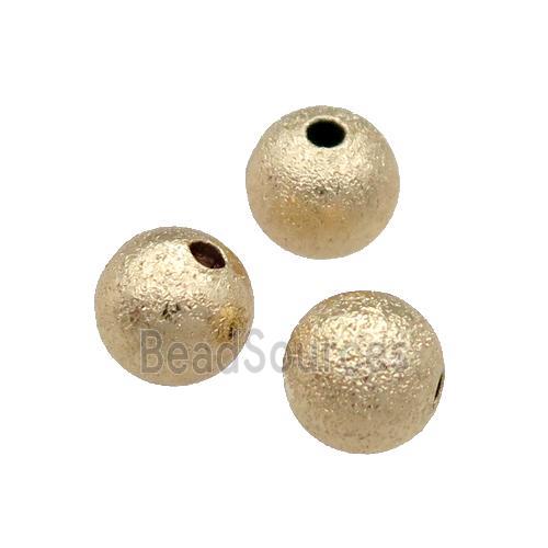 Copper Round Beads Corrugated Unfaded Light Gold Plated