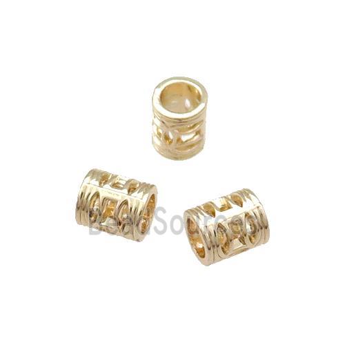 Copper Tube Beads Unfaded Large Hole Light Gold Plated