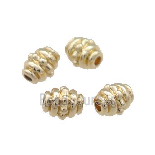 Copper Barrel Beads Unfaded Light Gold Plated