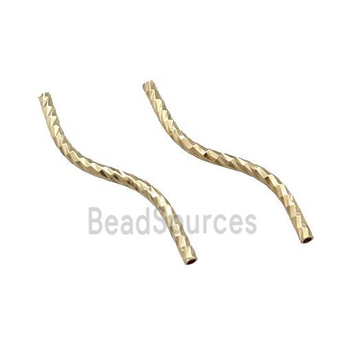 Copper Tube Beads Bend Light Gold Plated