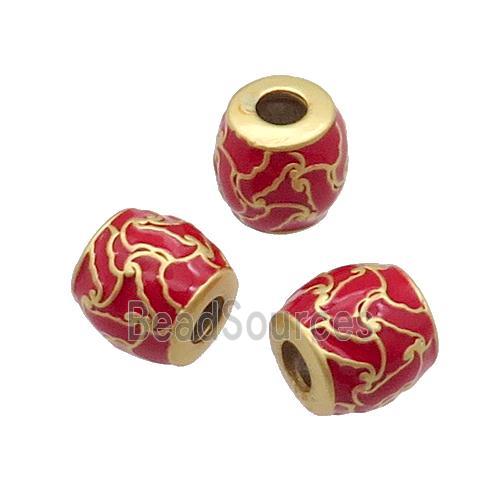 Copper Barrel Beads Duck Gold Red Enamel