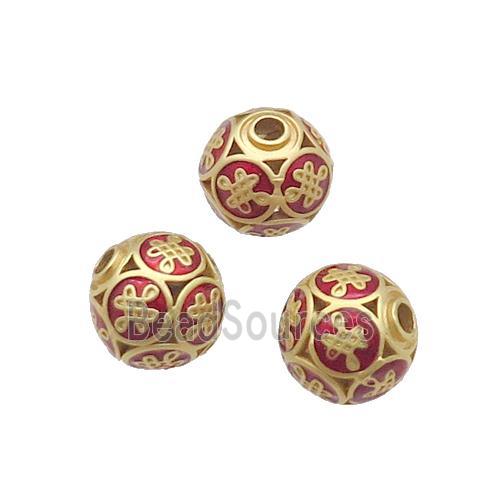 Copper Round Beads Duck Gold Red Enamel