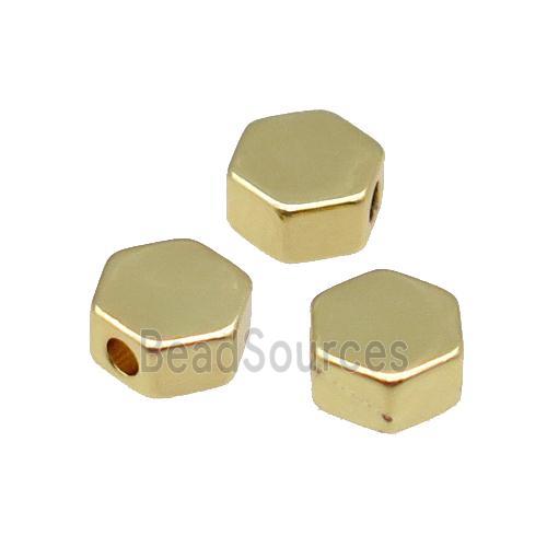 Copper Hexagon Beads Large Hole Unfade 18K Gold Plated