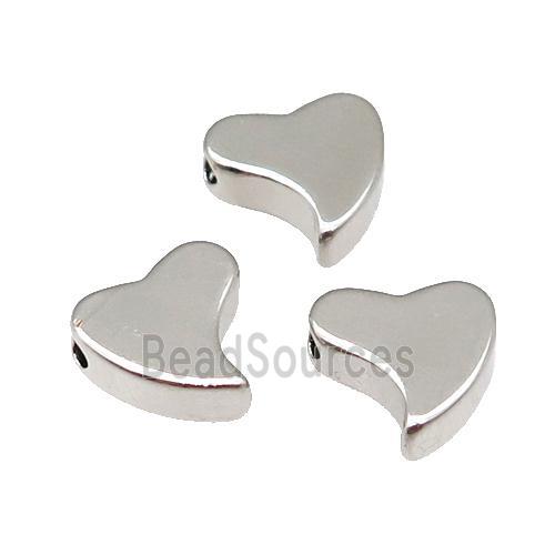 Copper Heart Beads Large Hole Unfade Platinum Plated