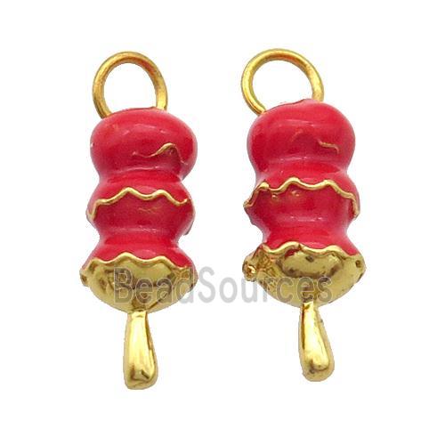 Alloy Candied Haws Pendant Red Enamel Gold Plated