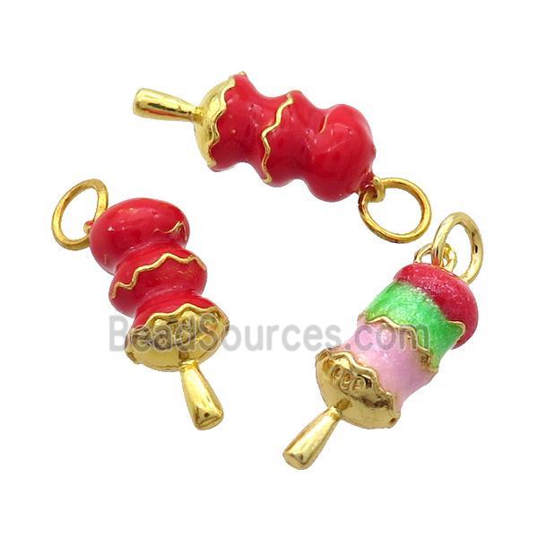 Alloy Candied Haws Pendant Enamel Gold Plated Mixed