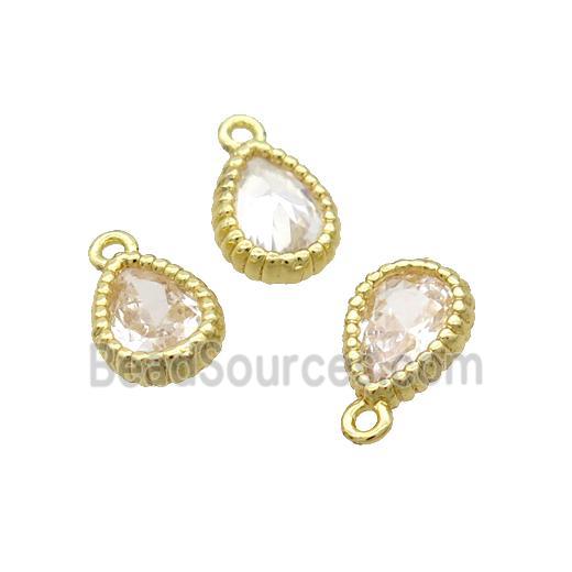 Copper Teardrop Pendant Pave Zircon Gold Plated