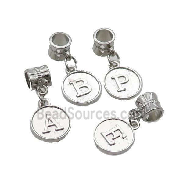 Alloy Pendant Mix Letter Platinum Plated