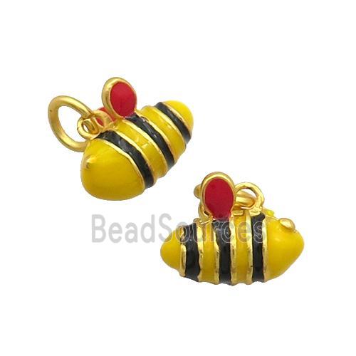 Alloy Honeybee Pendant Yellow Enamel Duck Gold