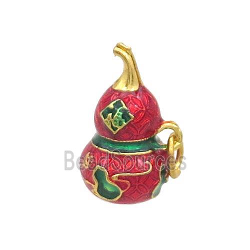 Alloy Flagon Pendant Red Enamel Duck Gold